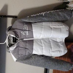 Aeropostale gray and white puffer jacket size s